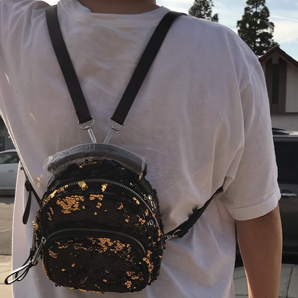 NWOT ZARA | Black & Gold Sequin Mini Backpack